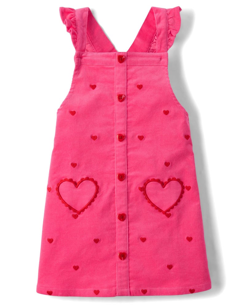 Gymboree,and Toddler Embroidered Sleeveless Skirtall Jumpers,Pink Vday Hearts,2T - Image 5