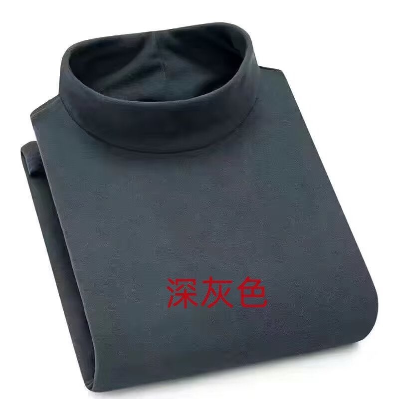 De Rong Constant Temperature Semi-high Collar Thermal Underwear fleece-lined Thickened Inner Wear Mens Base Shirt Solid Color Long-sleeved T-shirt Autumn Clothes Khaki - Image 4