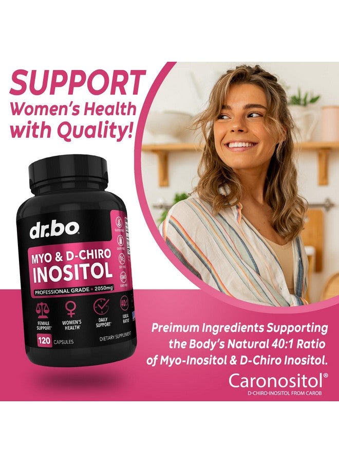 dr.bo Myo-Inositol & D-Chiro Inositol Supplement Capsules - 40:1 Ratio Inositol Supplement for Women 2050mg with Vitamin B8 Pills - Natural Supplements for Female Women Support & Womens Health 120 Capsules - Image 3