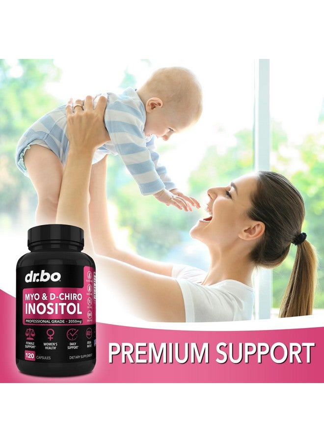 dr.bo Myo-Inositol & D-Chiro Inositol Supplement Capsules - 40:1 Ratio Inositol Supplement for Women 2050mg with Vitamin B8 Pills - Natural Supplements for Female Women Support & Womens Health 120 Capsules - Image 5