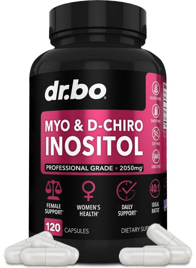 dr.bo Myo-Inositol & D-Chiro Inositol Supplement Capsules - 40:1 Ratio Inositol Supplement for Women 2050mg with Vitamin B8 Pills - Natural Supplements for Female Women Support & Womens Health 120 Capsules - Image 1