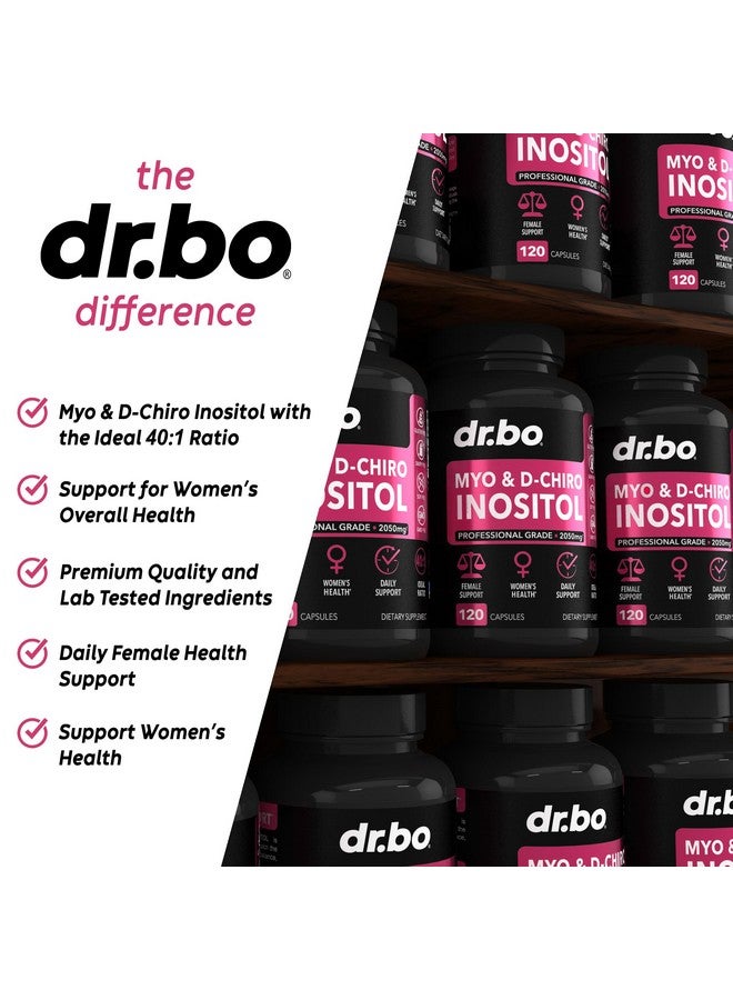 dr.bo Myo-Inositol & D-Chiro Inositol Supplement Capsules - 40:1 Ratio Inositol Supplement for Women 2050mg with Vitamin B8 Pills - Natural Supplements for Female Women Support & Womens Health 120 Capsules - Image 4