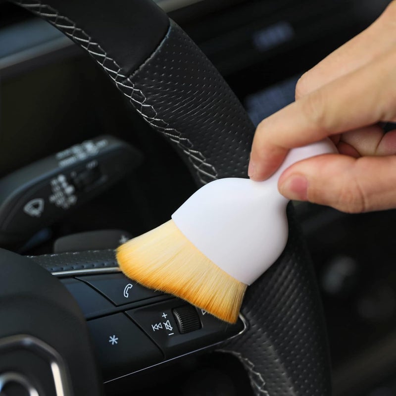 AOCISKA Car Interior Detailing Brush,Soft Bristle Cleaning Brush Car Detailing Brush Dusting Brush,Car Interior Cleaning Tool,Auto Detail Brush Car Dash Duster Brush (White) - Image 2
