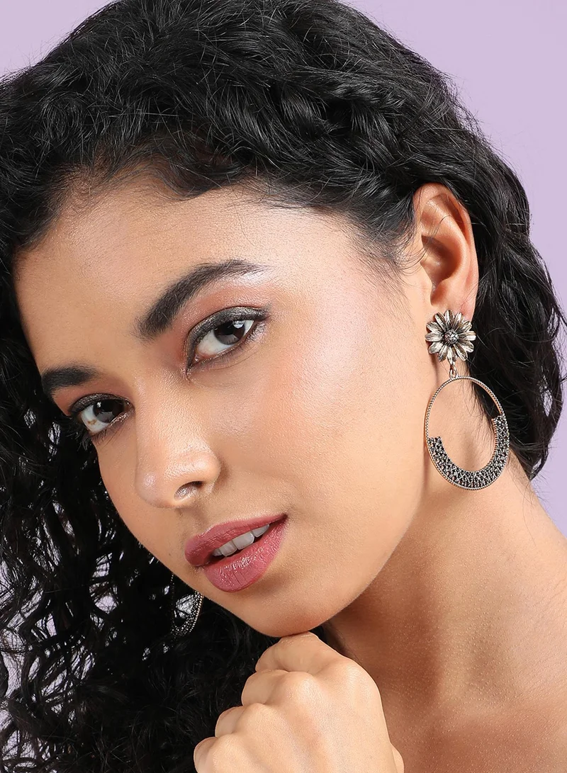 Sohi  Crystal Circular Daisy Artificial Drop Earring Jewellery for Women | Best Price UAE