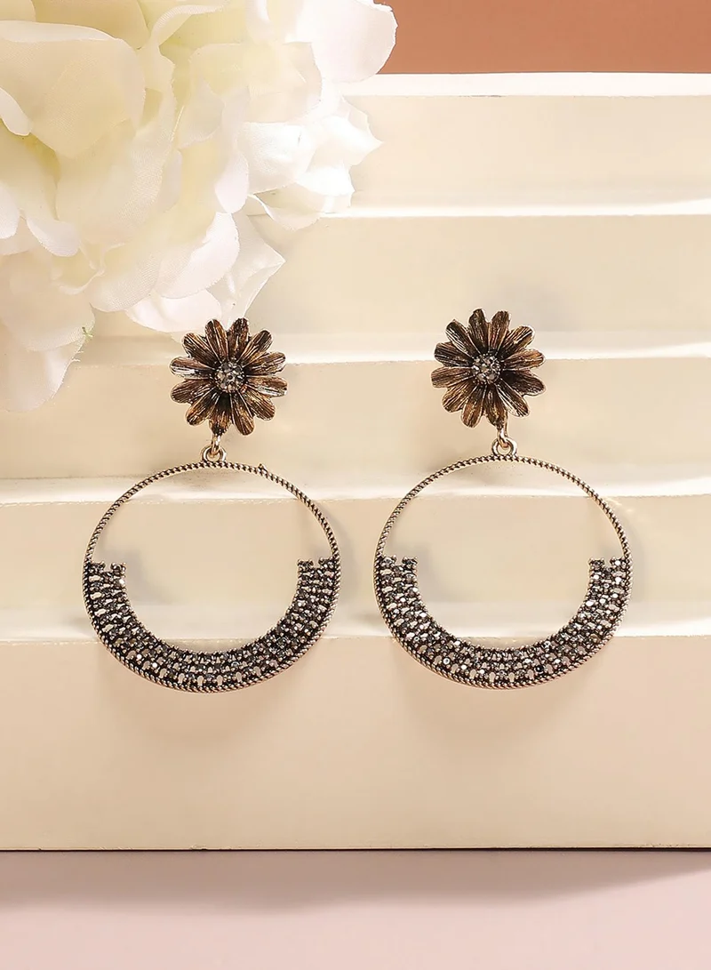 Sohi  Crystal Circular Daisy Artificial Drop Earring Jewellery for Women | Best Price UAE