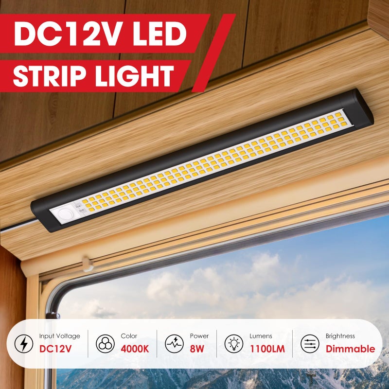 GZV 12V LED Light, 12 Volt Light Bar, Enclosed Trailer Lights, LED Light for RV Interior, String Lights for Trailer, Shed, Track, Van, RV(4Pack, 4000K, Black) - Image 2