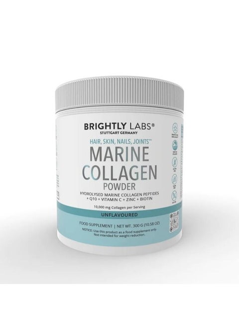 Unflavored Marine Collagen Powder with Q10, Vitamin C, Zinc, Biotin - Nutrient-Rich Beauty Supplement for Skin, Hair, and Nails