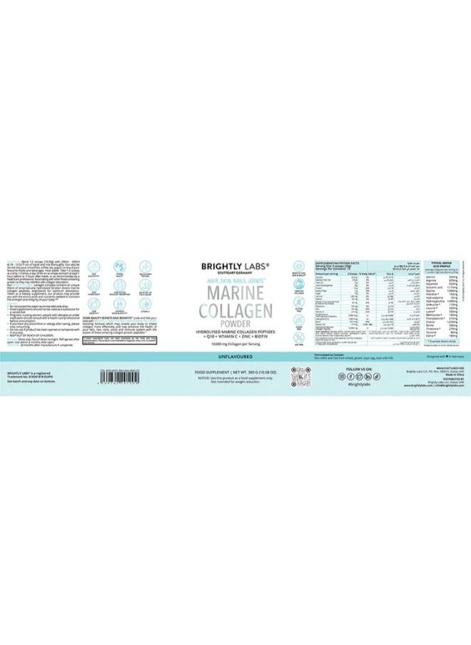 Unflavored Marine Collagen Powder with Q10, Vitamin C, Zinc, Biotin - Nutrient-Rich Beauty Supplement for Skin, Hair, and Nails