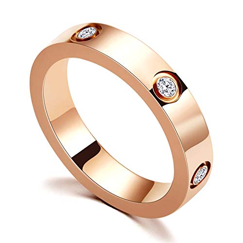 PDWZNBA Love Friendship Ring 18K Gold Silver Rose Plated Cubic Zirconia Stainless Steel Promise Ring Wedding Band Jewelry Birthday Gifts for Women - Image 1