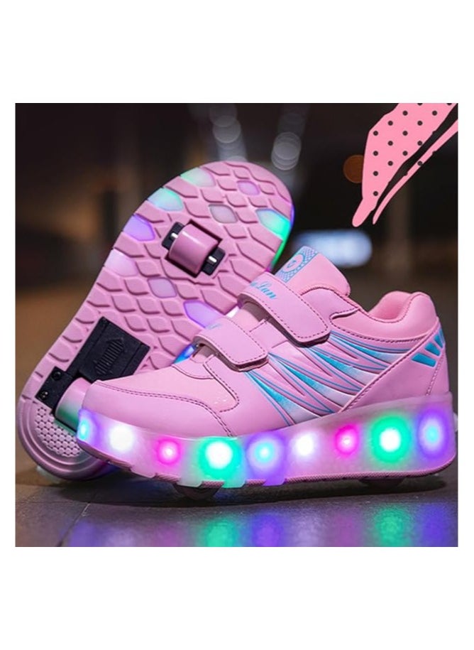 AUTOYSUR Roller Shoes Sneakers,Roller Skates for Kids,Skates Shoes with Wheels LED Light for Kids (Pink)  - Image 3