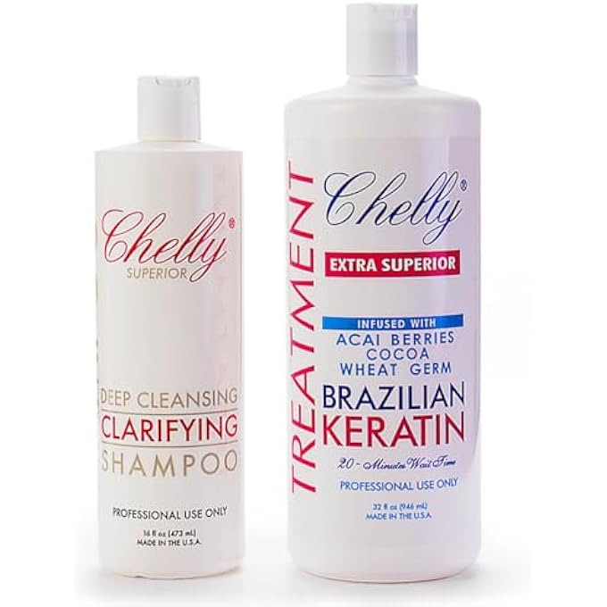 CHELLY EXTRA SUPERIOR BRAZILIAN KERATIN INFUSED WITH ACAI BERRIES COCOA WHEAT& CLARIFYING SHAMPOO COMBO - Image 1