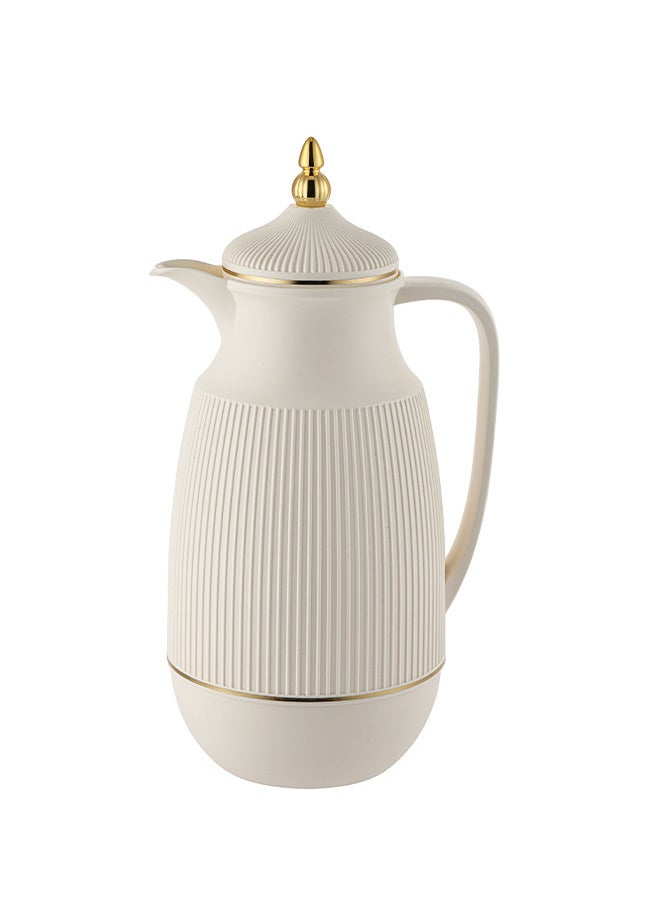 Plastic Coffee & Tea Flask 1 Liter Ivory/Gold 