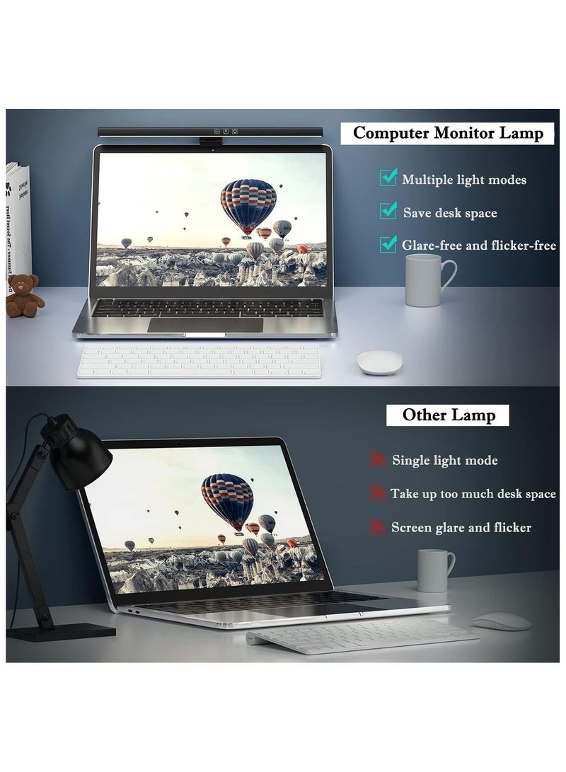 مصباح شاشة كمبيوتر، عمود إضاءة شاشة USB، شريط إضاءة شاشة USB، إضاءة شاشة LED لحماية العين بدون وهج الشاشة، 3 درجات حرارة للألوان وقابل للتعتيم، تحكم باللمس، للمكتب/القراءة/ الألعاب (33 سم) - Image 4