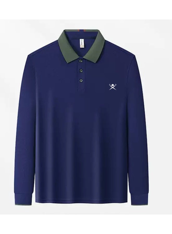 HACKETT LONDON Contrasting Lapel Long Sleeve Polo Shirt Men and Women Spring and Autumn Cotton Casual Bottom Shirt - Image 3