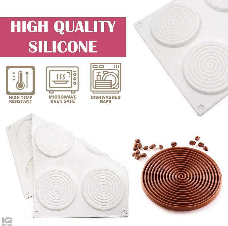KETAR Spiral Shape Silicone Molds Cake Decorating, Tools Bakeware French Dessert Mousse Cake Mold Baking Cupcake Silicone Mousse Mold 6 Cavities - Cake Fondant Decorating Tools - Image 3