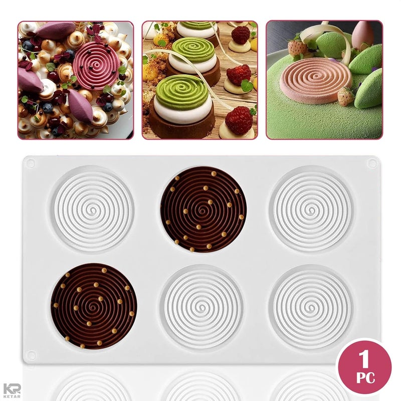 KETAR Spiral Shape Silicone Molds Cake Decorating, Tools Bakeware French Dessert Mousse Cake Mold Baking Cupcake Silicone Mousse Mold 6 Cavities - Cake Fondant Decorating Tools - Image 4