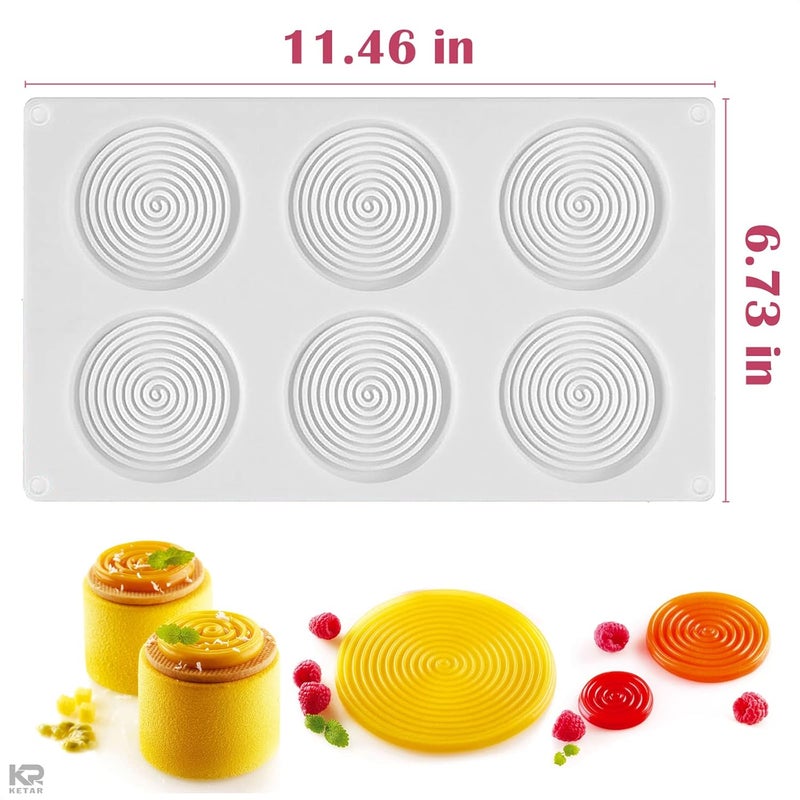 KETAR Spiral Shape Silicone Molds Cake Decorating, Tools Bakeware French Dessert Mousse Cake Mold Baking Cupcake Silicone Mousse Mold 6 Cavities - Cake Fondant Decorating Tools - Image 2