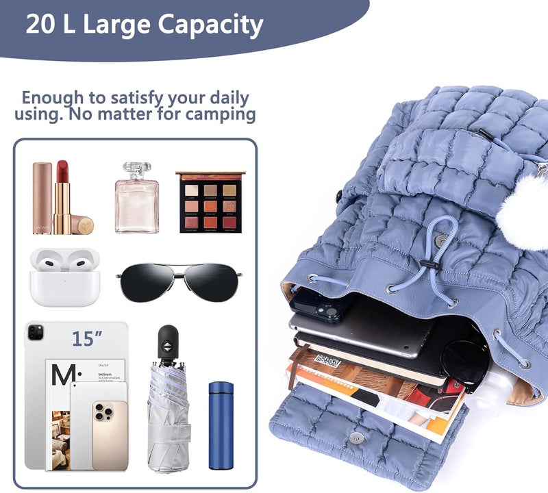 iSamzan Quilted Puffer Backpack for Women: Large Lightweight Soft Purse Backpacks for Travel Daypack - Image 4