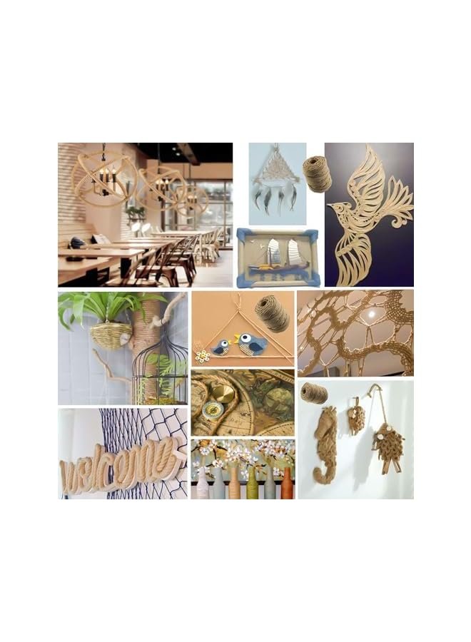 The Bros 1 لفة خيط جوت 5 مم، 328 قدم حبل جوت مضفر طبيعي، خيط جوت بني ثقيل وسمين، حبل قنب للأعمال اليدوية، الحرف، البستنة، التجميع، تزيين المنزل، عمود خدش القطط - Image 3