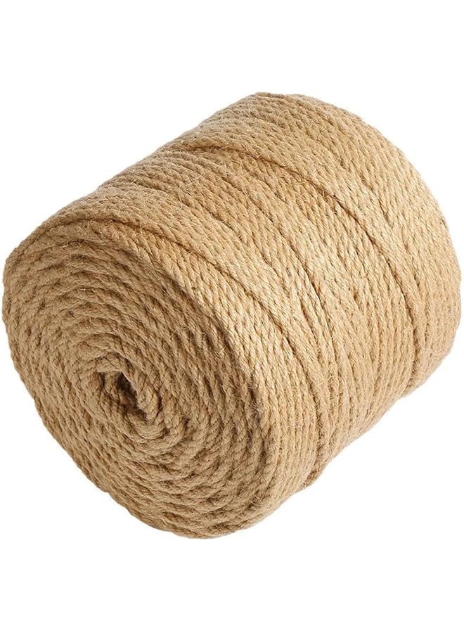 The Bros 1 لفة خيط جوت 5 مم، 328 قدم حبل جوت مضفر طبيعي، خيط جوت بني ثقيل وسمين، حبل قنب للأعمال اليدوية، الحرف، البستنة، التجميع، تزيين المنزل، عمود خدش القطط - Image 1