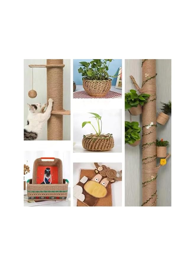 The Bros 1 لفة خيط جوت 5 مم، 328 قدم حبل جوت مضفر طبيعي، خيط جوت بني ثقيل وسمين، حبل قنب للأعمال اليدوية، الحرف، البستنة، التجميع، تزيين المنزل، عمود خدش القطط - Image 4