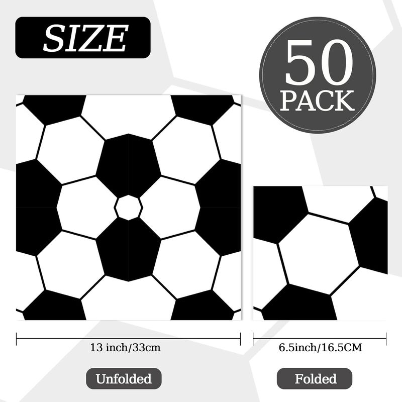 KFJBPB 50 Pcs Soccer Napkins 13 x 13 Inches, Soccer Paper Napkins Sports Theme Disposable Cocktail Napkins for Birthday Baby Shower Soccer Party Decorations (Soccer) - Image 2