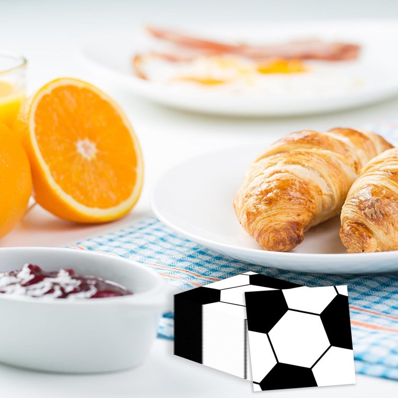 KFJBPB 50 Pcs Soccer Napkins 13 x 13 Inches, Soccer Paper Napkins Sports Theme Disposable Cocktail Napkins for Birthday Baby Shower Soccer Party Decorations (Soccer) - Image 4