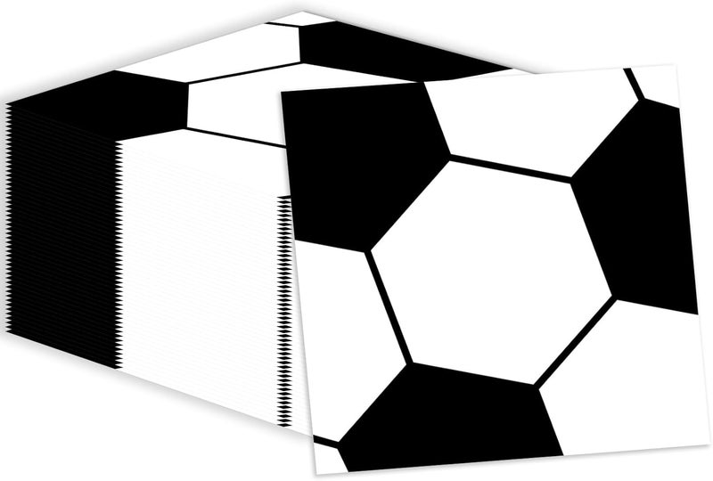 KFJBPB 50 Pcs Soccer Napkins 13 x 13 Inches, Soccer Paper Napkins Sports Theme Disposable Cocktail Napkins for Birthday Baby Shower Soccer Party Decorations (Soccer) - Image 1