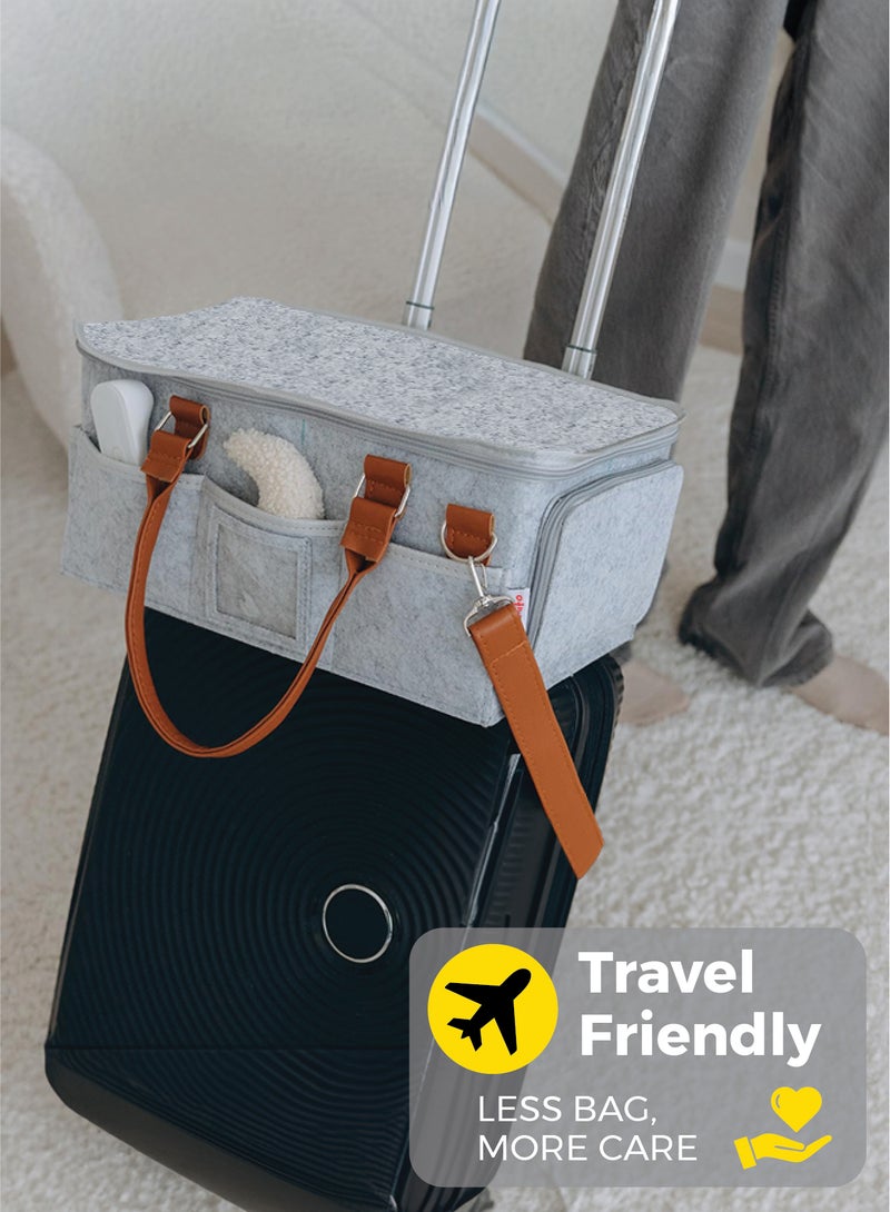 Zenito Portable Diaper Caddy Organizer - Nursery Essential -Portable Diaper Caddy Storage Bag with Roll Lid and Removable Dividers, Caddy Organizer for Nursery, Changing Table, Car and More, Travel-Friendly Baby Caddy for Infant Essentials - Grey - Image 2