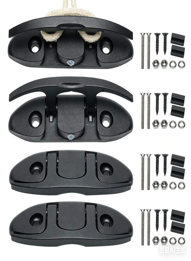 Thorn Boat Folding Cleats 4 Pack - Marine Grade Nylon Flip Up Dock Cleat with Fasteners | Low Profile Fold Down Cleats for Boats, Docks & Pontoons - Image 1