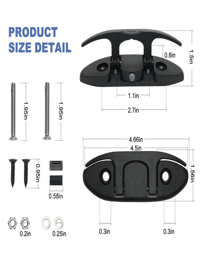 Thorn Boat Folding Cleats 4 Pack - Marine Grade Nylon Flip Up Dock Cleat with Fasteners | Low Profile Fold Down Cleats for Boats, Docks & Pontoons - Image 2