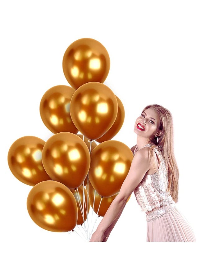 Golden HD Metallic Balloons Pack - Golden Theme Birthday Party Decoration, Bachelorette Party Balloon, Anniversary Item - Packet of 50 Pcs Balloons - Image 4