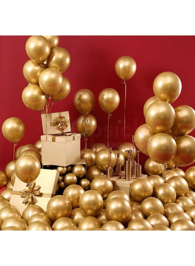 Golden HD Metallic Balloons Pack - Golden Theme Birthday Party Decoration, Bachelorette Party Balloon, Anniversary Item - Packet of 50 Pcs Balloons - Image 3