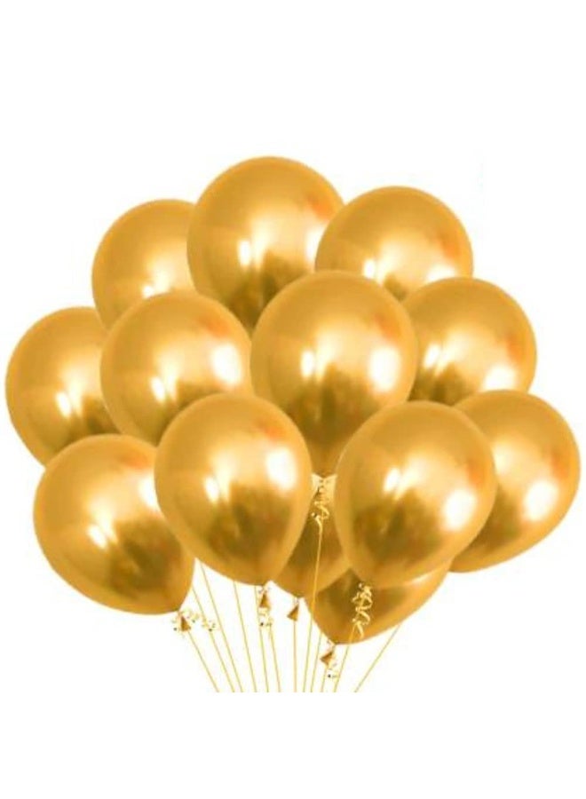 Golden HD Metallic Balloons Pack - Golden Theme Birthday Party Decoration, Bachelorette Party Balloon, Anniversary Item - Packet of 50 Pcs Balloons - Image 5