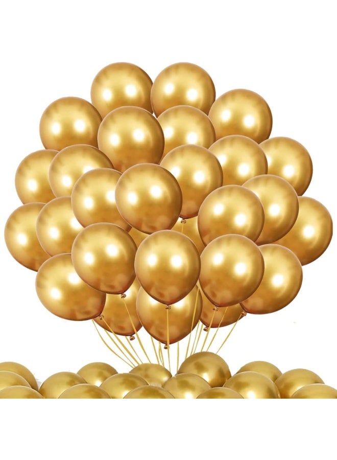 Golden HD Metallic Balloons Pack - Golden Theme Birthday Party Decoration, Bachelorette Party Balloon, Anniversary Item - Packet of 50 Pcs Balloons - Image 1