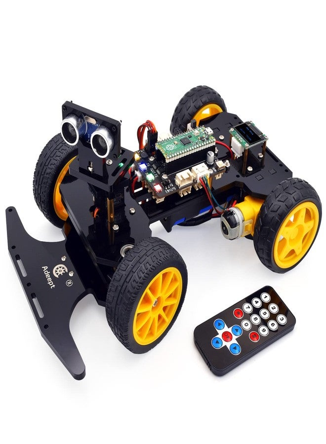 Adeept Smart Car Kit Compatible with Raspberry Pi Pico, Line Tracking, Obstacle Avoidance, Colorful Light, DIY STEM IR Remote Controlled Educational Robot Car Kit with MicroPython Code and Tutorials - Image 1