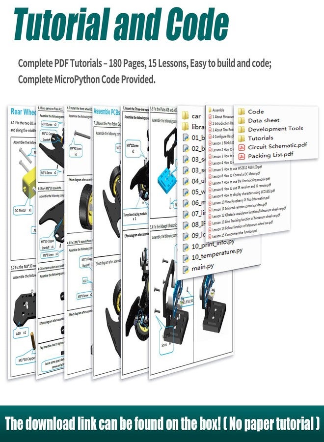 Adeept Smart Car Kit Compatible with Raspberry Pi Pico, Line Tracking, Obstacle Avoidance, Colorful Light, DIY STEM IR Remote Controlled Educational Robot Car Kit with MicroPython Code and Tutorials - Image 3