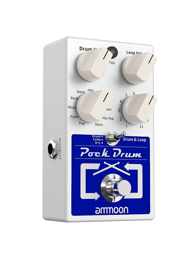 ammoon PockDrum Drum & Loop Guitar Effect Pedal 3 Modes 11 Drum Styles 11 Rhythm Types Built-in Looper Max. 20min Recording Unlimited Dub Tracks Tap Tempo  - Image 1