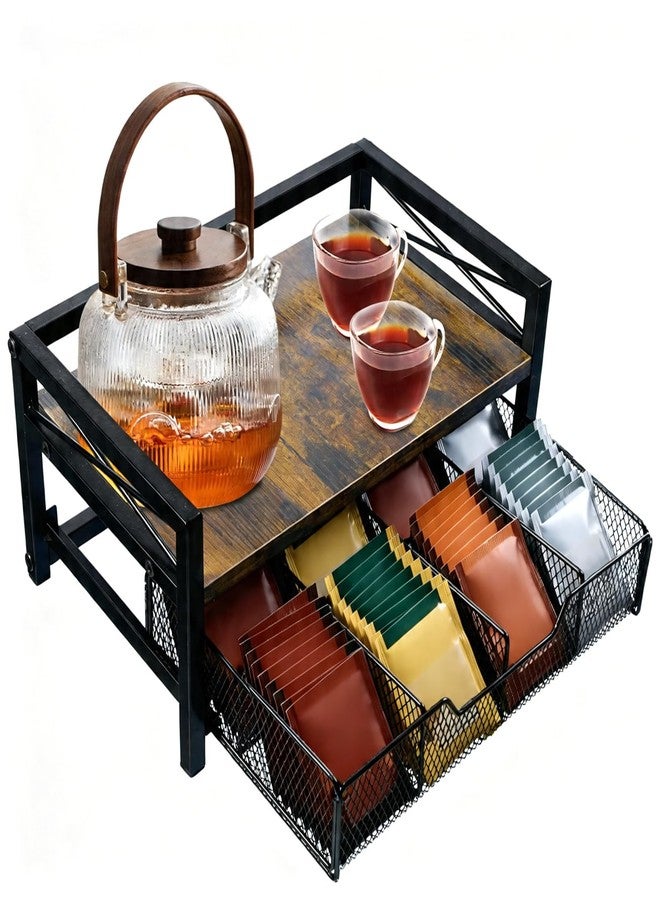 NANXITU Tea Holder Organizer,Wood Tea Box Organizer Storage Box,Tea Caddy for Tea Bags Organizer Drawer,with 8 Compartments Multi-Functional Tea Station Chest for Countertop - Image 1