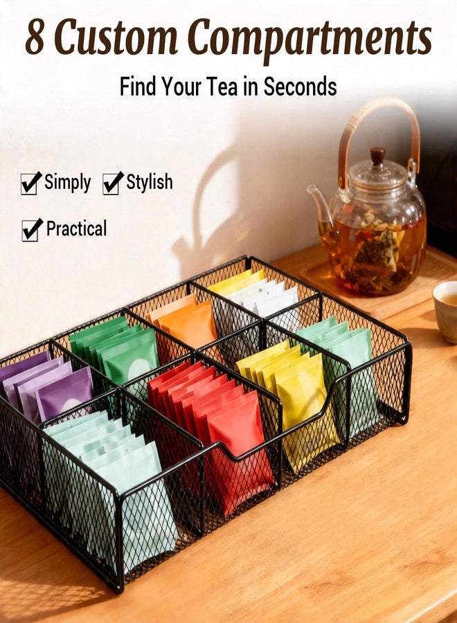 NANXITU Tea Holder Organizer,Wood Tea Box Organizer Storage Box,Tea Caddy for Tea Bags Organizer Drawer,with 8 Compartments Multi-Functional Tea Station Chest for Countertop - Image 5