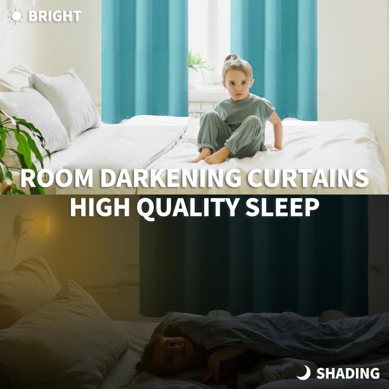 BGment الستائر التعتيم بريال - غرفة نوم معزولة حرارية غامق وهي ستائر غرفة المعيشة مجموعة من لوحين (38 × 45 بوصة أكوا) - Image 3