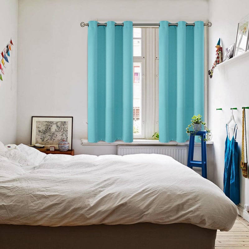 BGment الستائر التعتيم بريال - غرفة نوم معزولة حرارية غامق وهي ستائر غرفة المعيشة مجموعة من لوحين (38 × 45 بوصة أكوا) - Image 2