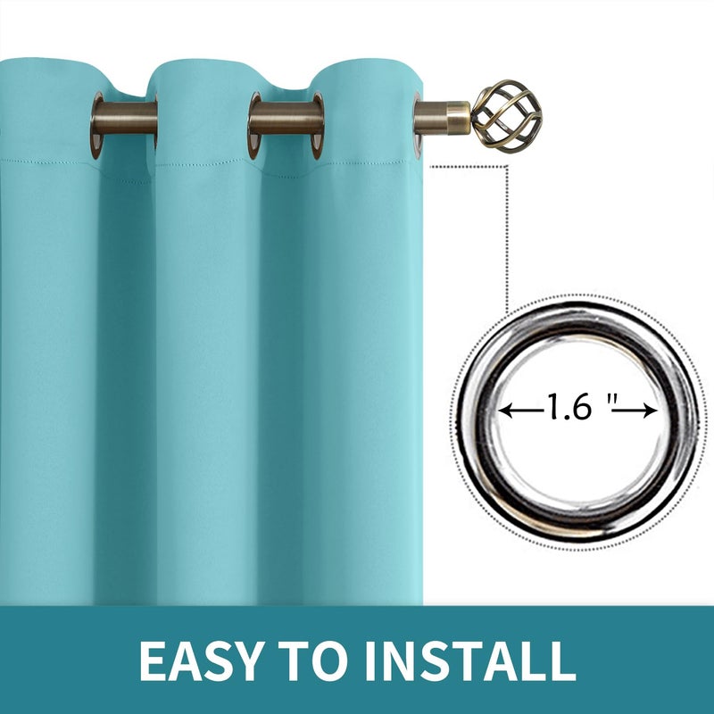 BGment الستائر التعتيم بريال - غرفة نوم معزولة حرارية غامق وهي ستائر غرفة المعيشة مجموعة من لوحين (38 × 45 بوصة أكوا) - Image 5