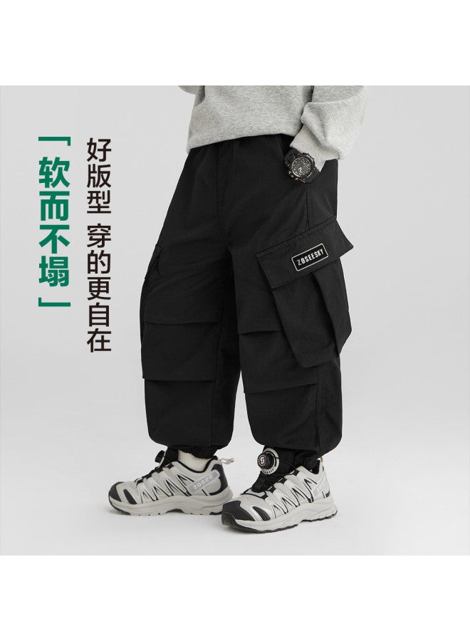 Zuoxi Boys' Cargo Pants Parachute Pants Spring Casual Joggers 2025 New Style Big Kids' Spring/autumn Trousers - Image 3