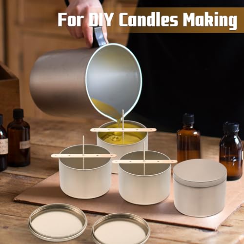 YJHSS Candle Tins 8oz, 24-Pack Premium Matte Full Champagne Gold 8 OZ Metal Candle Jars with Lids for Making Candles, Bulk Empty Candle Containers for Small Business -Champagne Gold - Image 4