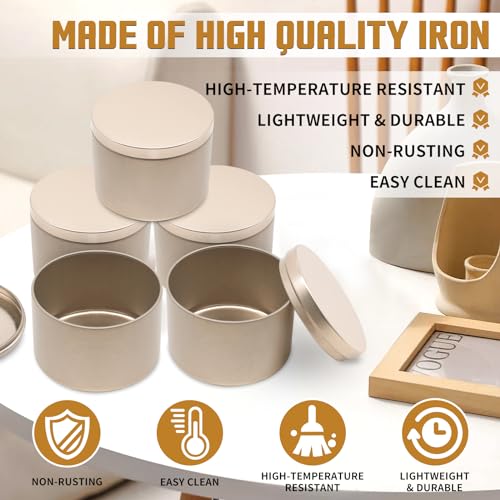 YJHSS Candle Tins 8oz, 24-Pack Premium Matte Full Champagne Gold 8 OZ Metal Candle Jars with Lids for Making Candles, Bulk Empty Candle Containers for Small Business -Champagne Gold - Image 3