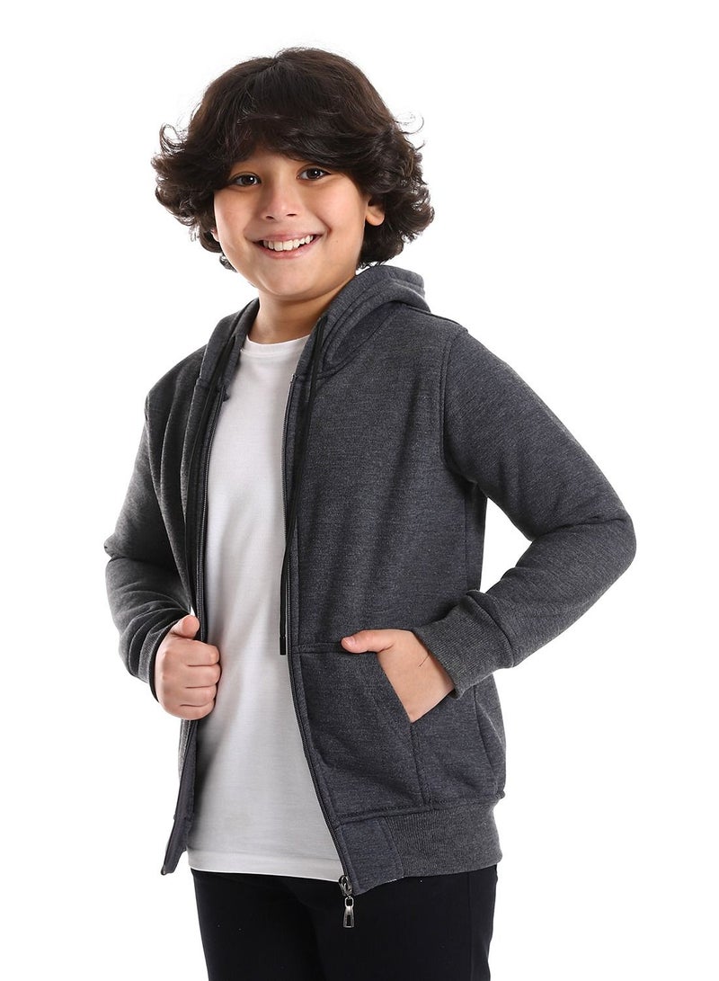 Caesar Boys' Hoodie with Center Zipper - Image 2
