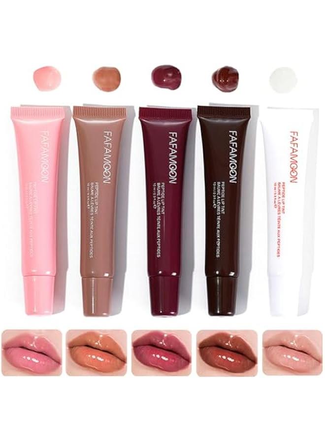 Generic Lip Jam Hydrating Lip Gloss | Glitter Glossy Plumping Lipgloss | High Shine Glass Finish Nude Colors Shiny Jelly Liquid Lipstick for Women and Girls (5 Colors Set)  - Image 1
