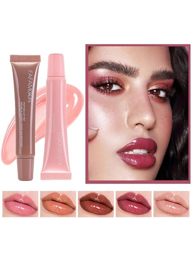 Generic Lip Jam Hydrating Lip Gloss | Glitter Glossy Plumping Lipgloss | High Shine Glass Finish Nude Colors Shiny Jelly Liquid Lipstick for Women and Girls (5 Colors Set)  - Image 4