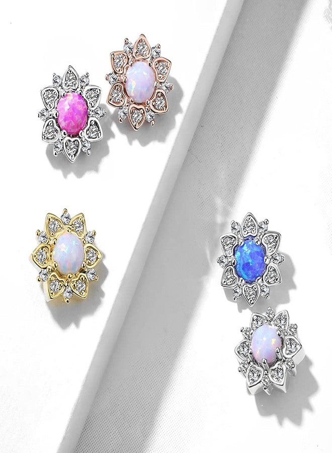 Pierced Owl 14GA Stainless Steel CZ Crystal Flower with Synthetic Opal Center Internally Threaded Dermal Anchor Top (Gold Tone/White) - Image 4